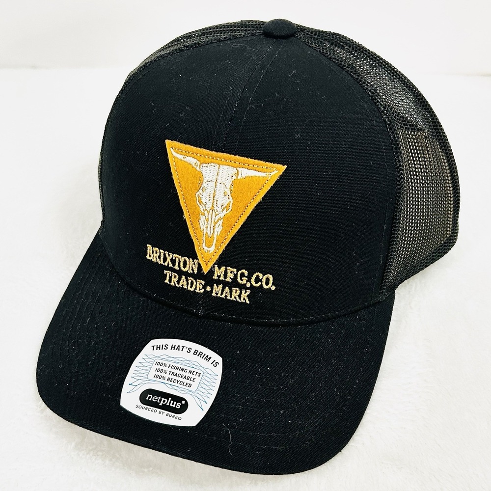 Brixton Triangle Longhorn Hat Cap Trucker Snapback Adjustable Black Outdoors